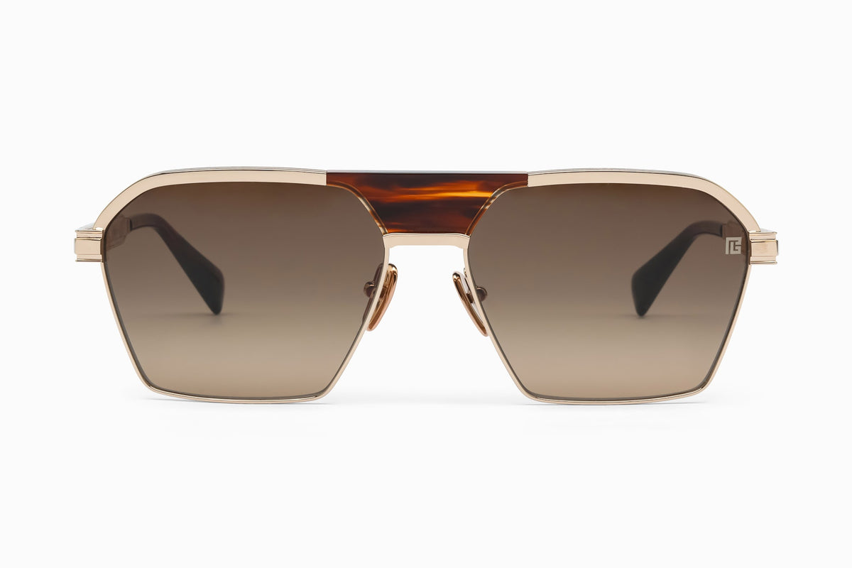 BALMAIN BPS-177C SERGEANT GLD-BRN 60-16 - 12k Gold - Brown Swirl - Dark Brown to Light Brown Lenses