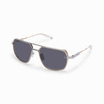 AKONI PATHFINDER AKS-503F PLD - GLD 59-19 - Brushed Black Palladium w/12k Gold - Crystal Clear - Grey Lenses