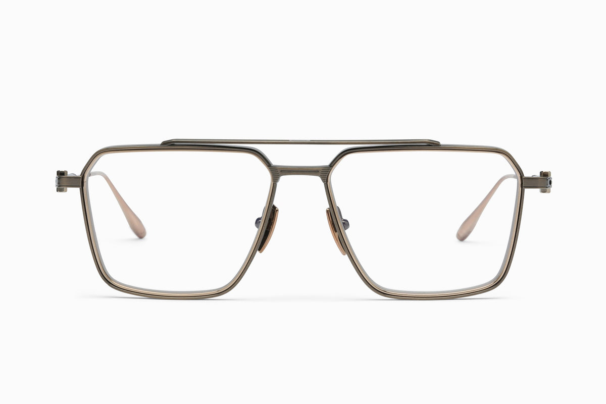 AKONI TELESTO AKS-523E BLK - GLD 56-16 - Brushed Black - 12k Gold - Brown to Clear Lenses
