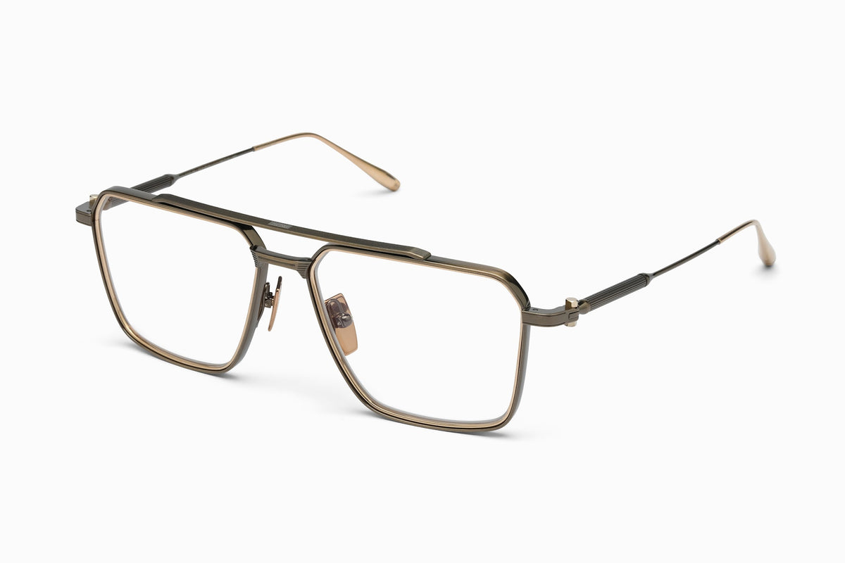 AKONI TELESTO AKS-523E BLK - GLD 56-16 - Brushed Black - 12k Gold - Brown to Clear Lenses