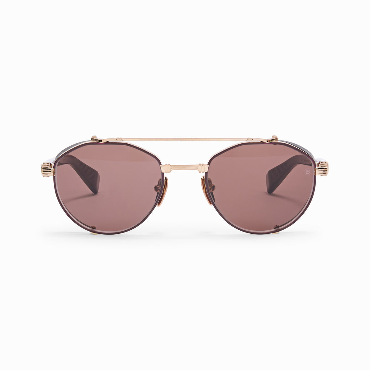 BALMAIN BRIGADE-IV BPS-120F GLD - BDX 52-20 - 18k Gold w/ Brown - Dark Bordeaux - Chocolate Brown Lenses