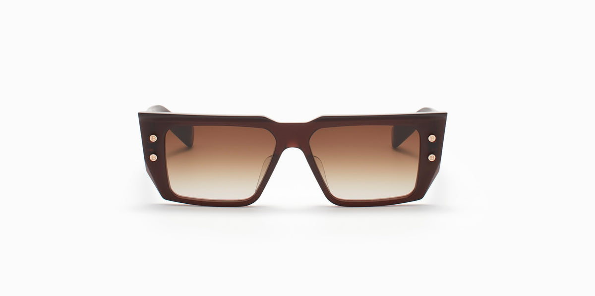 BALMAIN B-VI BPS-128F 54 - Matte Brown- White Gold w/ Dark Brown to clear Lenses - AR