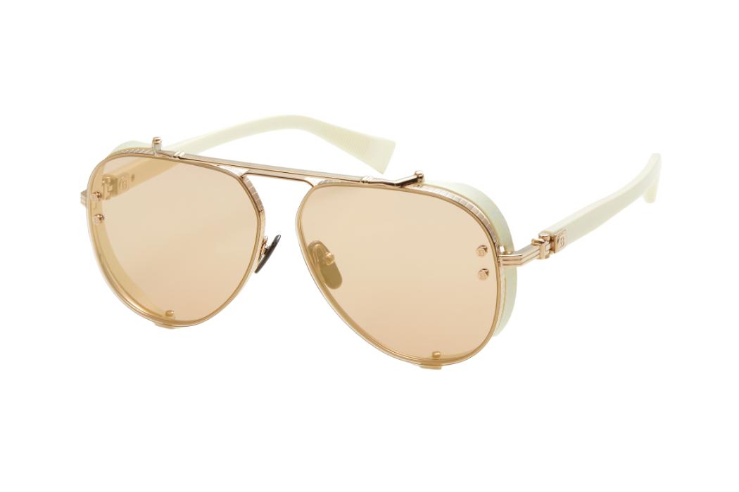 BALMAIN CAPTAINE BPS-125C 62 - White Gold - Bone w/ Brown - Gold Mirror - AR