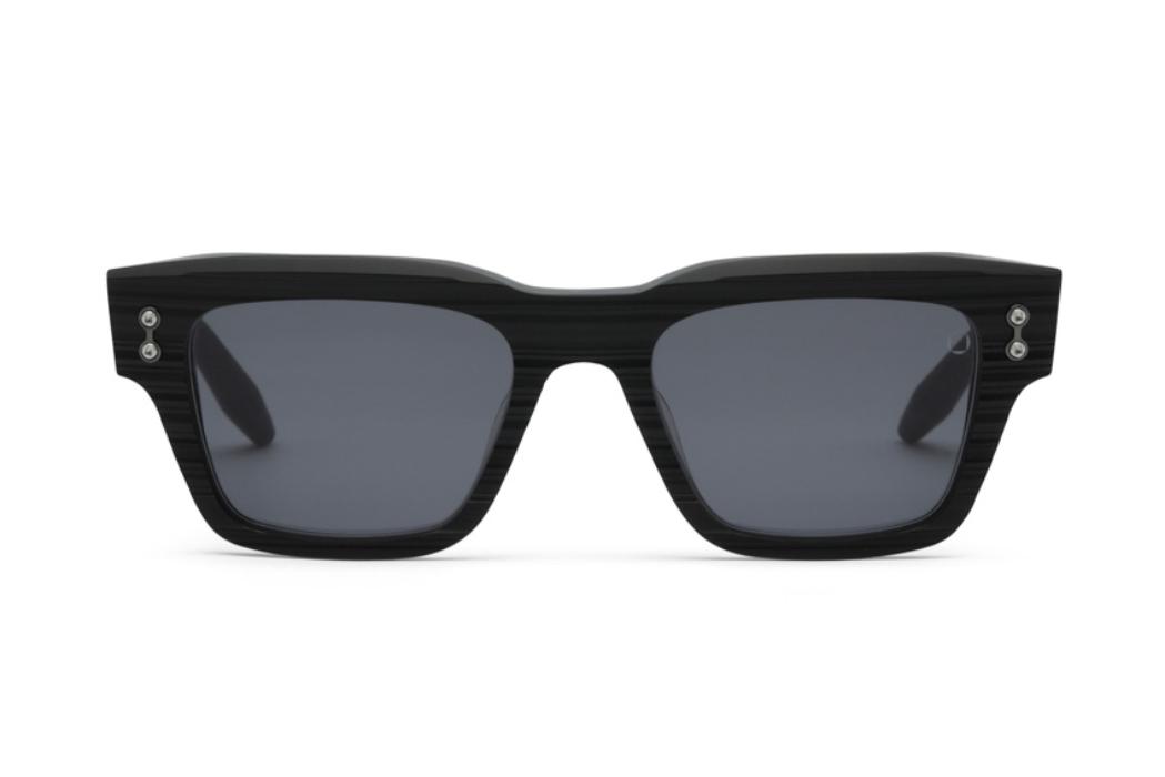 AKONI COLUMBA AKS-100F BLK - BLK 50-19 - Scraped Matte Black - Black Rhodium w/Machine Silver - Dark Grey Lense