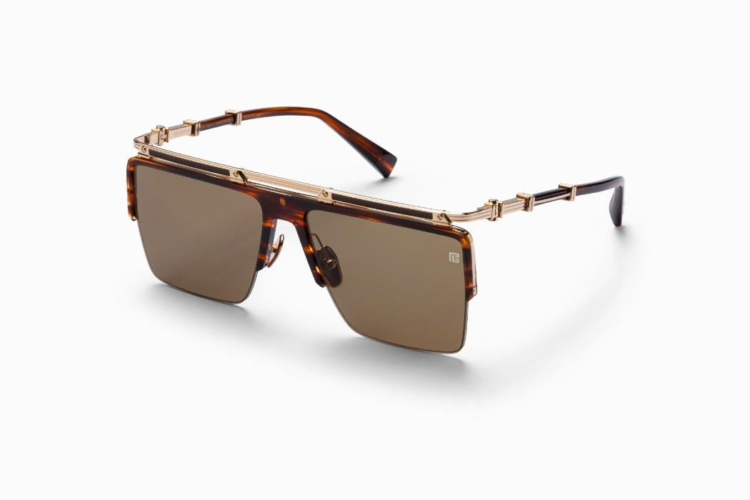 BALMAIN TRIOMPHE BPS-168B 61 - Brown Swirl - 12k Gold w/Brown Enamel - Dark Brown Lenses